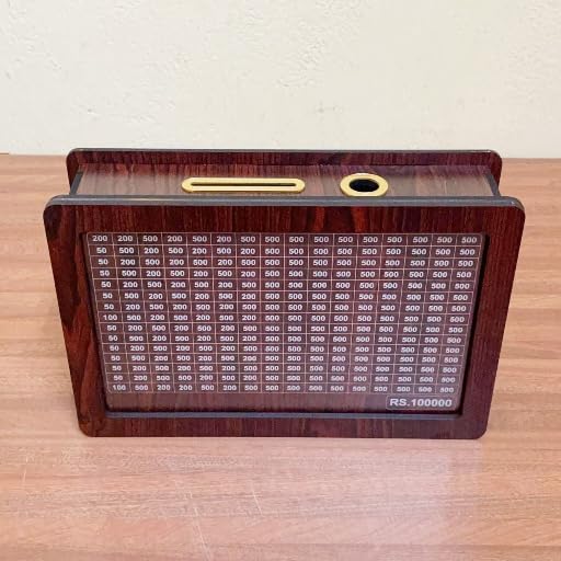 1,00,000 Wooden Savings Box With Reusable Tracker & Marker