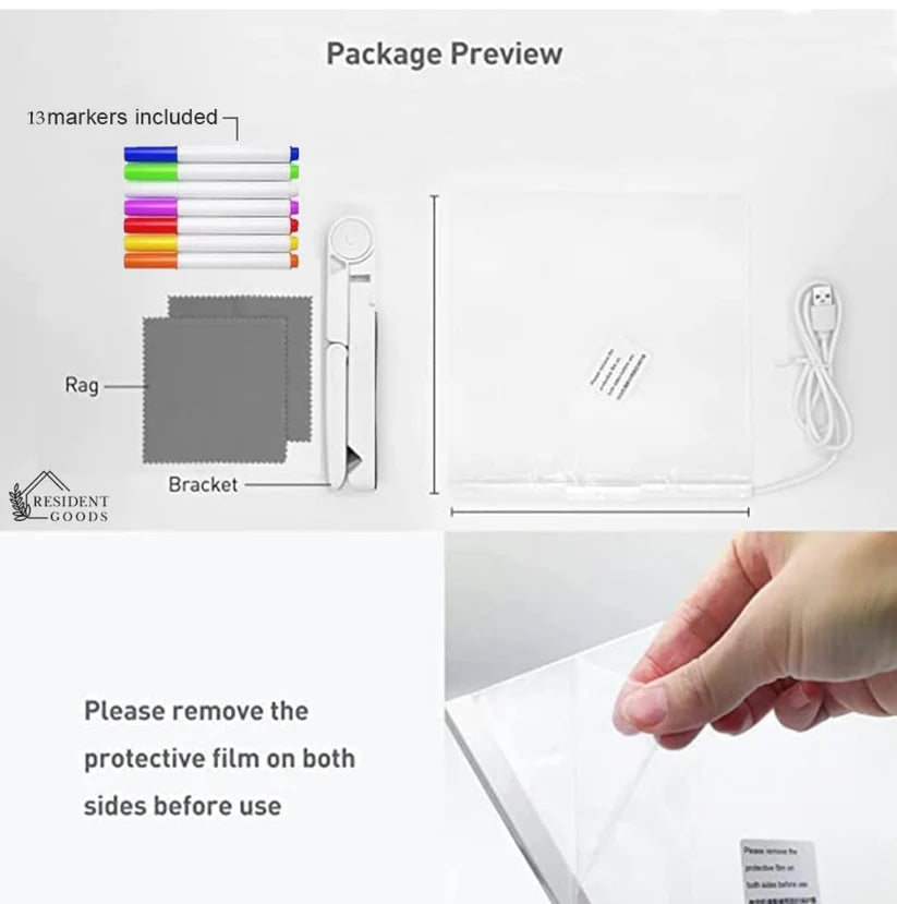 LED Glow Acrylic Message Board with Neon Markers – Creative Reusable Light-Up Display